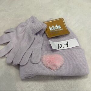 Kids Immocean purple beanie and glove set soft warm colorful cozy ages 5 up